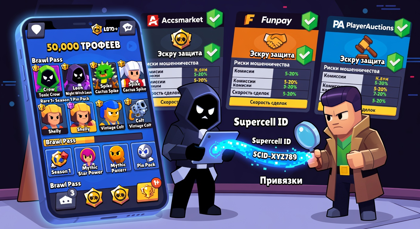 Как безопасно продать или купить аккаунт Brawl Stars с донатом и трофеями в 2025 году